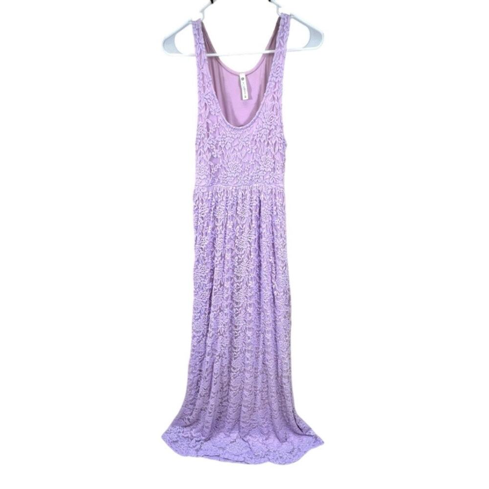Womens Purple Lace Maxi Dress Coco Beach Sleeveless Size L